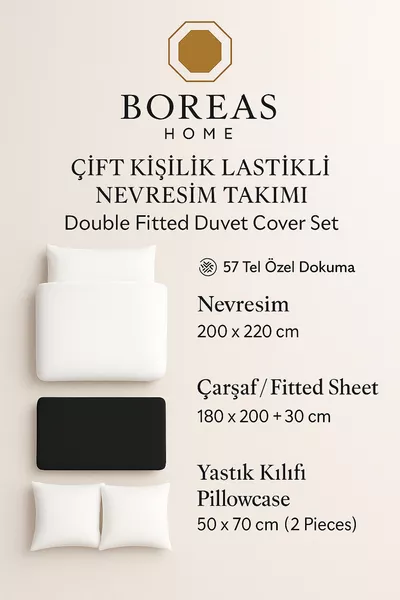 Saray Laken met Elastiek Dubbeldekbedovertrek Set