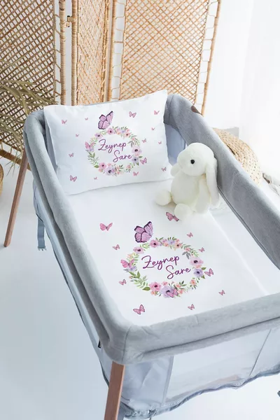 % Cotton Satin Personalized Name Park Bed Duvet Cover Set Purple Butterflies and Flowers