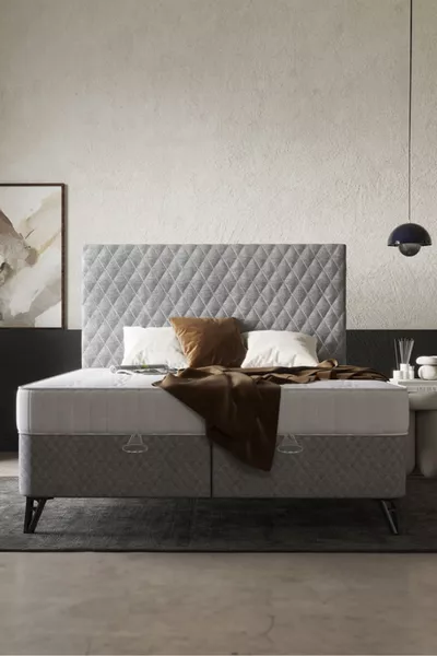 Pro Double Bed Set / Orthopedic Mattress - Base - Headboard / 3-Piece Bed Set