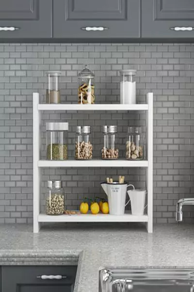 White Color 3-Tier Modern Wooden MDF Countertop Kitchen Spice Rack