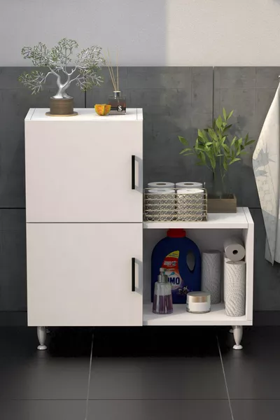 2 Deurs L Multifunctionele Badkamerkast Wit