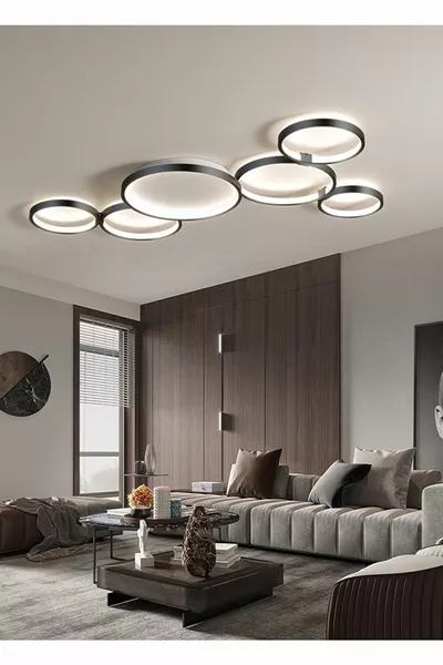 شمسة ياسولين الحديثة بإطار أسود مع إضاءة LED