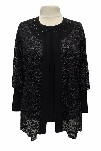 Black Kismet Plus Size Jacket Mom Evening Dress Set