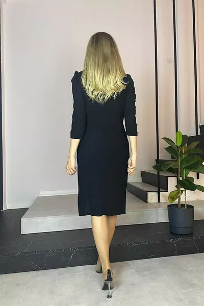  ثنى مفصلة بريق مساء اللباس الأسود