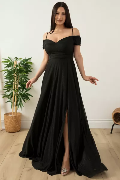 Плисирана рокля от тюл с каишка на талията 