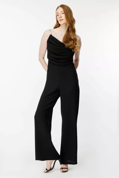 Dressed Evening Dress Jumpsuit - BLACK