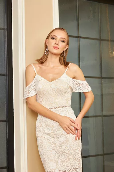 كارمن Ecru Brode Guipure حزام فستان الزفاف والوعد اللباس