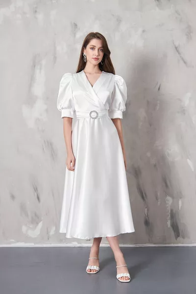 LOREN مزدوج الصدر طوق فستان واسع