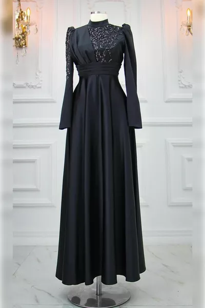 Vêtements Hijab Rümeysa Tissu Satiné Numérique Bsn Stone Prints Robe Hijab Robes de soirée