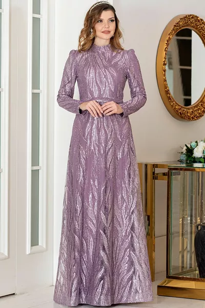 Ayür Hijab Avondjurken Glitter Glitter Stof Hijab Kleding Jurk Hijab Avondjurken