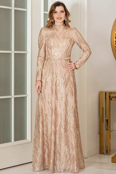 Ayür Hijab Avondjurken Glitter Glitter Stof Hijab Kleding Jurk Hijab Avondjurken