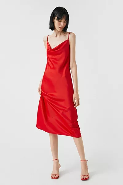 Women's Long Dress Strap Satin Degaje Collar fw