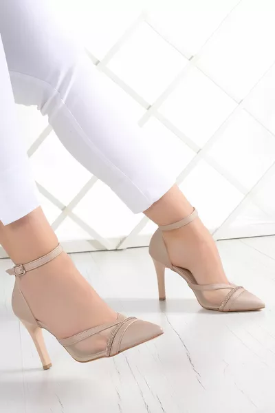 Kaylee Ten Satin Mesh Stein Stiletto 9 cm.