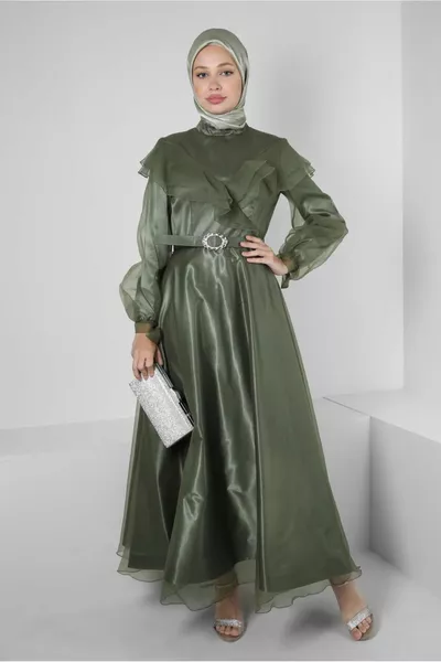 AVONDJURK MET CEINTUUR EN VLIEGWIELDETAIL 