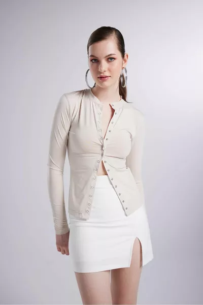 مصغرة حجم شق مفصلة بانكي تنورة أبيض