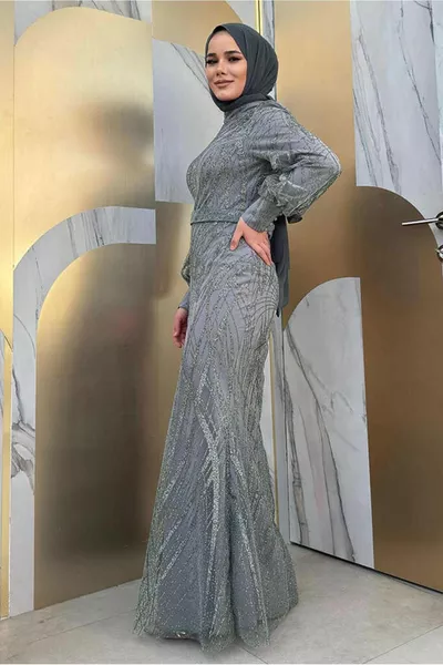 المرأة رمادي الأسماك نموذج مساء اللباس T 