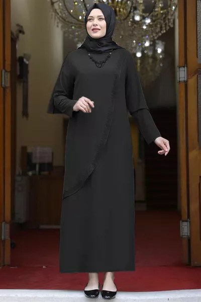 المرأة الحجر الأسود مفصلة غير متماثلة قطع مساء اللباس 