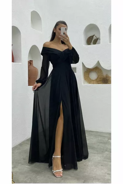 Long Belted Glitter Tulle Promise Request Wedding Engagement Evening Dress