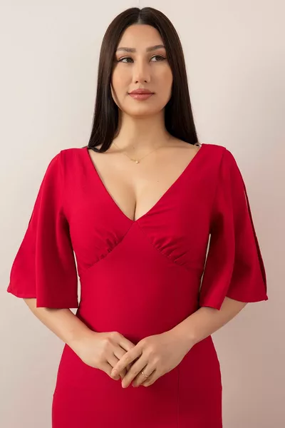 شق مفصل فستان سهرة طويل 