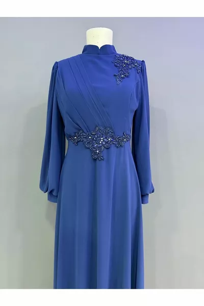 الشيفون ستون النيلي الأزرق مساء اللباس