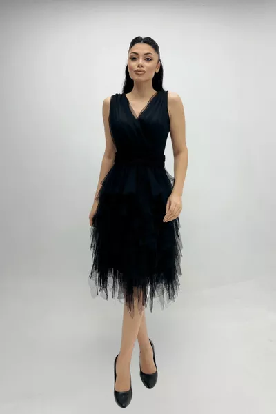 Вечерна рокля от тюл - ЧЕРНА