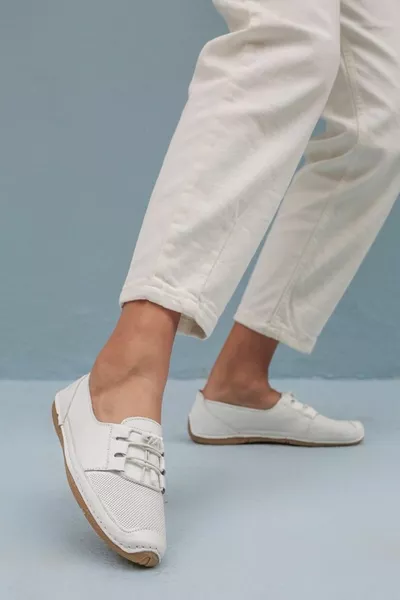 Semelle intérieure en caoutchouc en cuir naturel Zalina avec coussinets orthopédiques Chaussures de confort pour femmes blanches