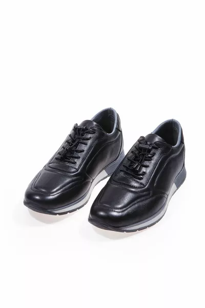 مونزا أسود ٪ جلد طبيعي للرجال أحذية رياضية كاجوال