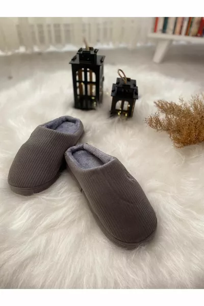 Geborduurd bont heren huispantoffels