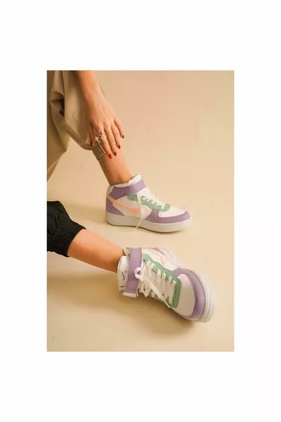 Kocamanlar  Унисекс маратонки с водолазка Зелено-бели