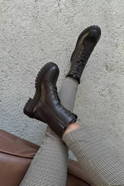 Walker Stivali postali da donna in vera pelle Marrone