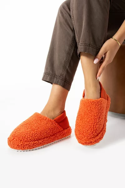 Оранжевая эластичная махровая ткань Домашняя обувь Домашние сапоги Пандуф (УЛУЧШЕННЫЙ ПРОДУКТ)