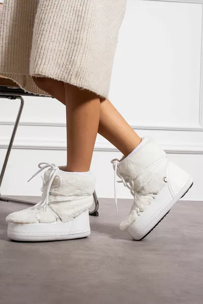 Stivali da Neve Moon da Donna Miel Bianco Piumato