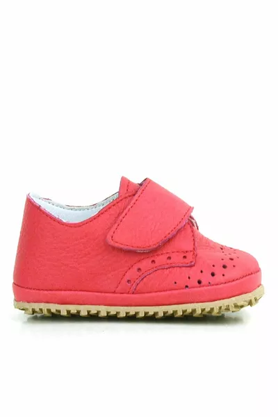 Chaussons pour bébé en cuir véritable Fleur de grenade Velcro