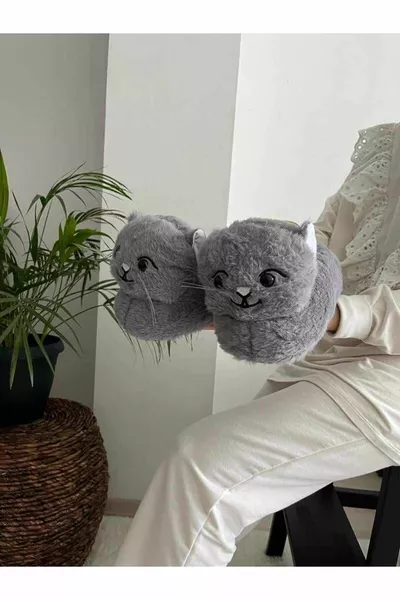 Panduf Cute Cat Figured Winter Comfortable Soft House Boots House Shoes