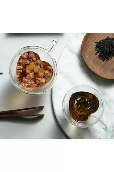 Tasse tasse à double paroi en forme de coeur de mimosa (  ml ) 