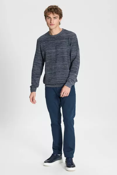 Pull en maille à motifs à motifs de coupe normale bleu-gris bleu marine pour homme