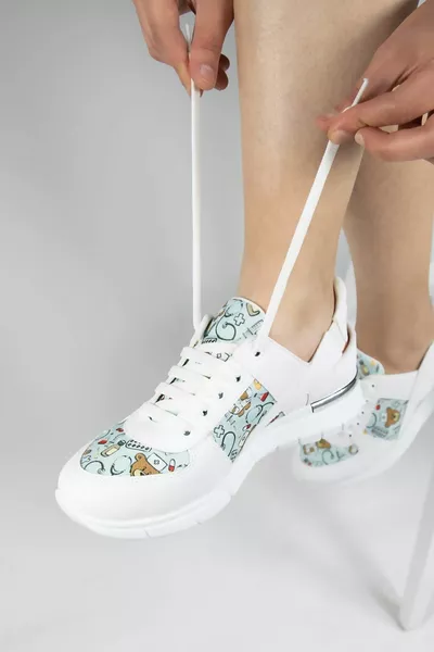 Sandali ortopedici stringati con motivo Teddy Bear