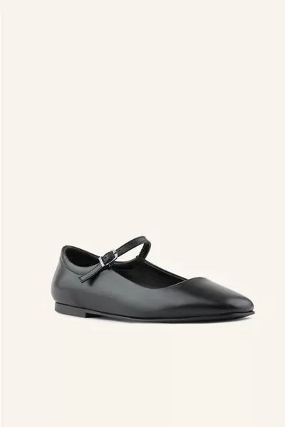 Black Leather Ballet Flats