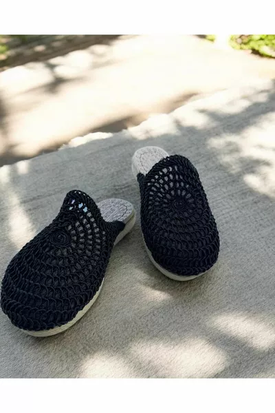 النساء النعال في الهواء الطلق أسود عارضة الدانتيل نموذج المهر حزمة ضيف البحر المنزل الشاطئ عطلة النعال