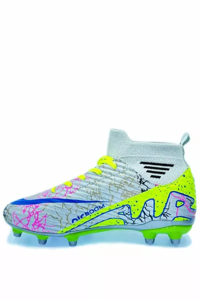 Laliga Airboom Pro أحذية كرة القدم للأطفال والمراهقين أحذية كرة القدم الفضية مع الجوارب