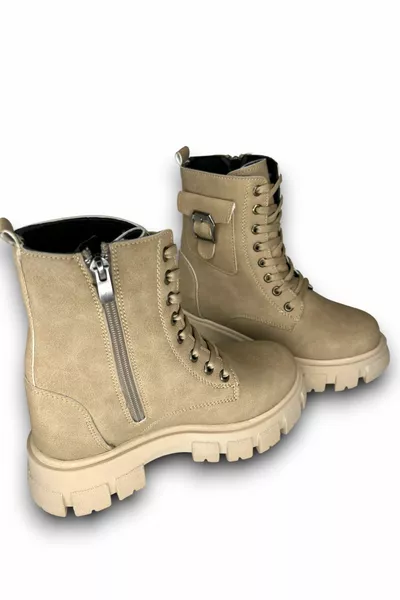 Женские сапоги Почтовый бежевый нубук Карман Детальный