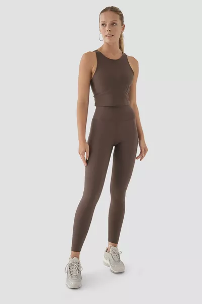 Горчиво кафяви спортни клинове с висока талия