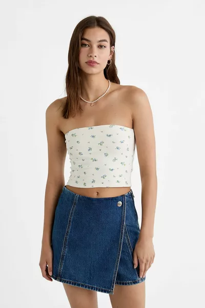 Jupe short en jean à double boutonnage