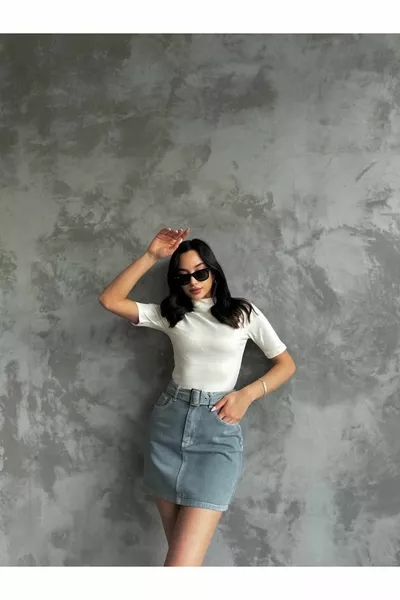 Дамски колан Детайлна дънкова мини пола