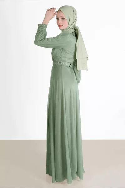 Dames Groene (ÇAĞLA) Stone Glitter Avondjurk 