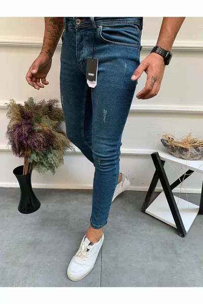 Jeans Uomo Skinny Fit Verde Tinta Unghie