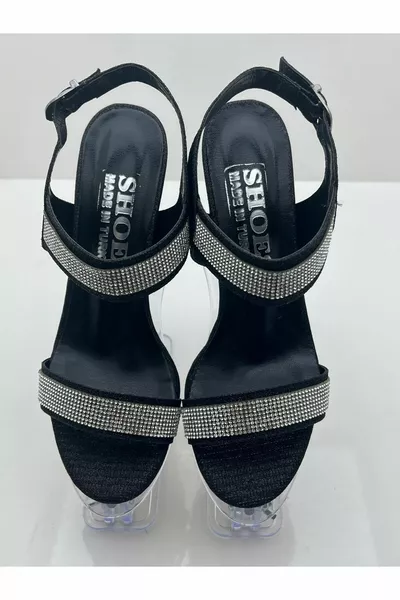 DAMESSANDALEN MET EMBLEMEN-STENEN HAKKEN