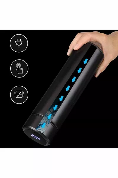 Черен клас стомана Цифров LED температурен дисплей Интелигентна термос колба Име отпечатано  мл