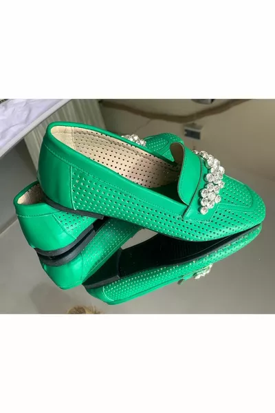 Lilya chaussures pierre ballerines design élégant semelle orthopédique vert