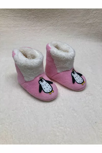 Modello Pinguino Rosa- Penduf- Stivali da casa- Ragazze- Suola Antiscivolo